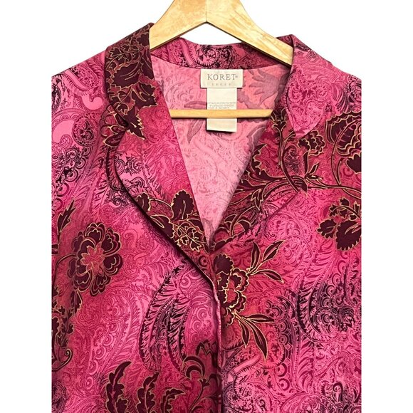 Koret Women 8 Pink Burgandy Floral Blazer Jacket Velour Burn out Career VTG - Picture 3 of 15